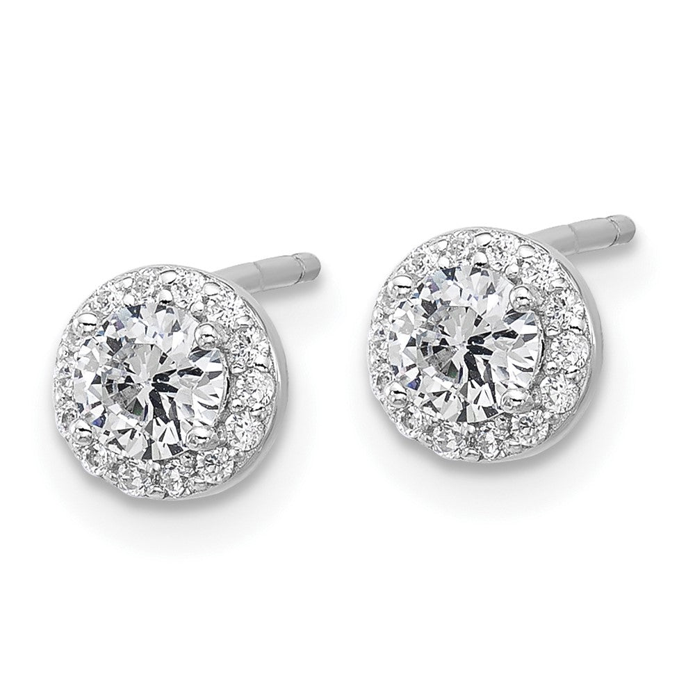 QCM1801 Cheryl M Sterling Silver Rhodium-plated Polished CZ Halo Post Earrings