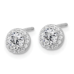 QCM1801 Cheryl M Sterling Silver Rhodium-plated Polished CZ Halo Post Earrings