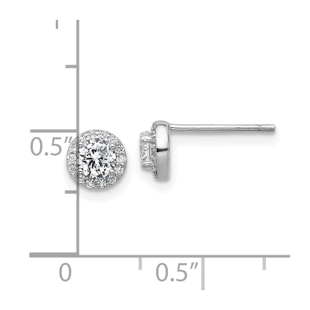 QCM1801 Cheryl M Sterling Silver Rhodium-plated Polished CZ Halo Post Earrings
