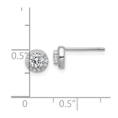 QCM1801 Cheryl M Sterling Silver Rhodium-plated Polished CZ Halo Post Earrings
