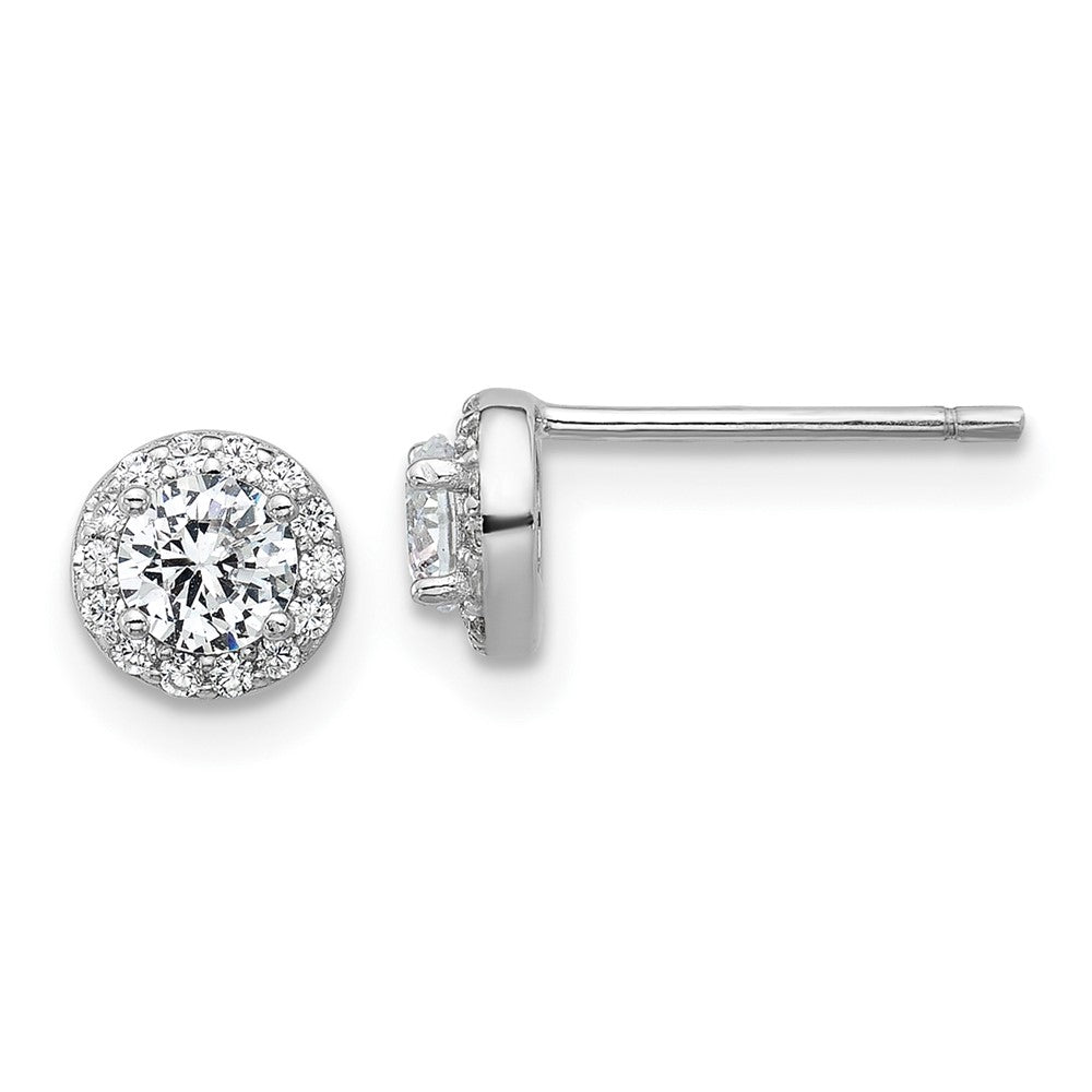 QCM1801 Cheryl M Sterling Silver Rhodium-plated Polished CZ Halo Post Earrings