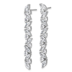 QCM1809 Cheryl M Sterling Silver Rhodium-plated Polished Fancy CZ Post Dangle Earrings