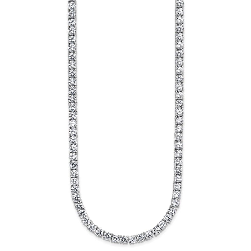 Cheryl M Sterling Silver Rhodium-plated Polished 4.00mm CZ with Safety Clasp Tennis NecklaceQCM1815