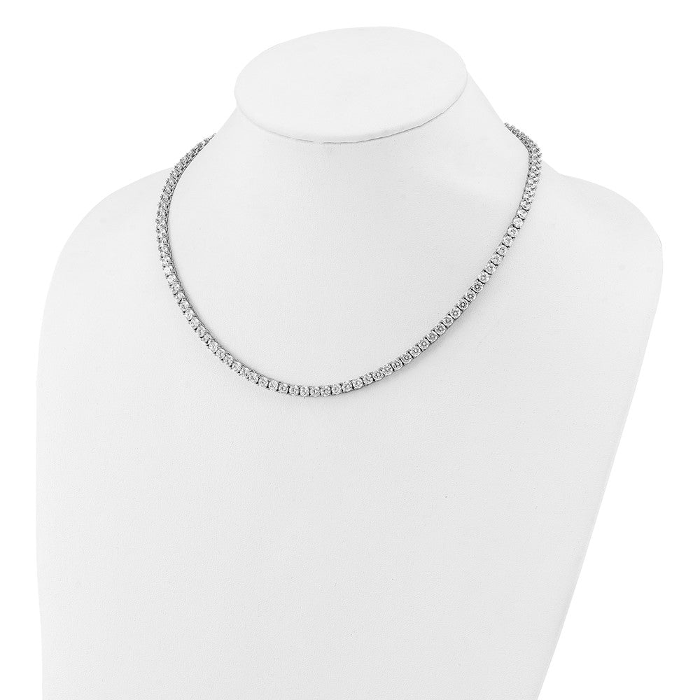 Cheryl M Sterling Silver Rhodium-plated Polished 4.00mm CZ with Safety Clasp Tennis NecklaceQCM1815