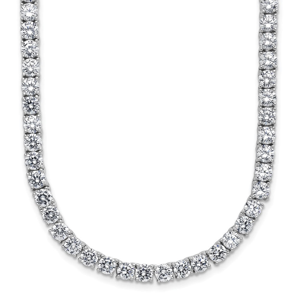 Cheryl M Sterling Silver Rhodium-plated Polished 4.00mm CZ with Safety Clasp Tennis NecklaceQCM1815