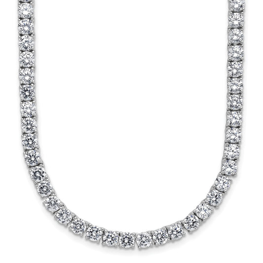 Cheryl M Sterling Silver Rhodium-plated Polished 4.00mm CZ with Safety Clasp Tennis NecklaceQCM1815