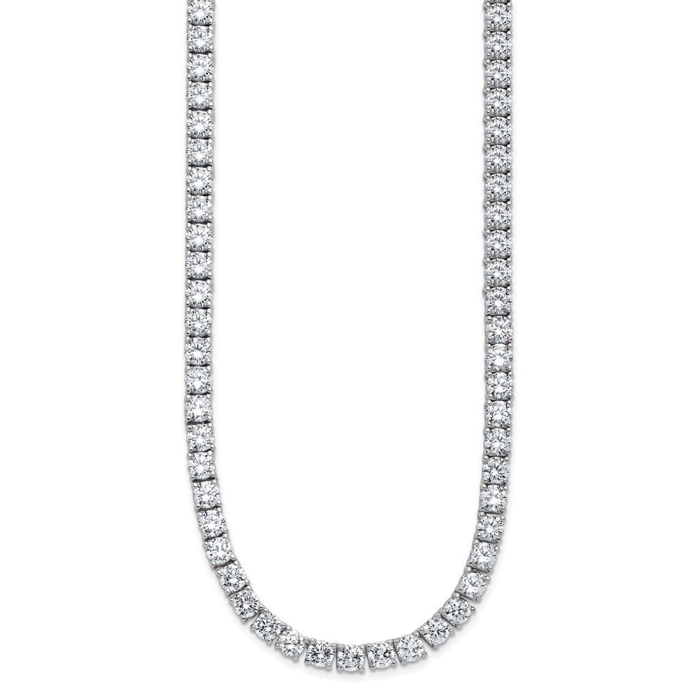 Cheryl M Sterling Silver Rhodium-plated Polished 5.00mm CZ with Safety Clasp Tennis NecklaceQCM1818