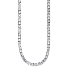 Cheryl M Sterling Silver Rhodium-plated Polished 5.00mm CZ with Safety Clasp Tennis NecklaceQCM1818