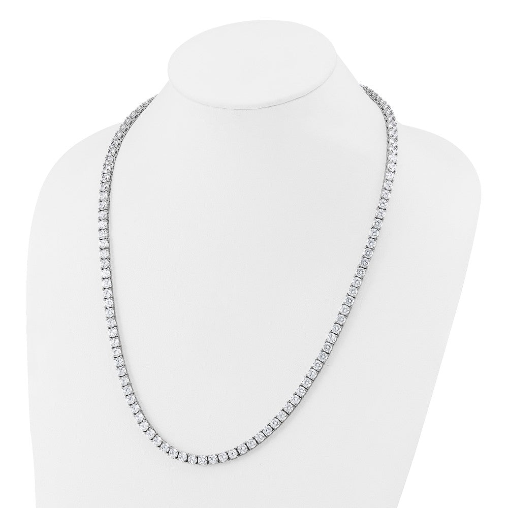Cheryl M Sterling Silver Rhodium-plated Polished 5.00mm CZ with Safety Clasp Tennis NecklaceQCM1818