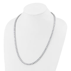 Cheryl M Sterling Silver Rhodium-plated Polished 5.00mm CZ with Safety Clasp Tennis NecklaceQCM1818