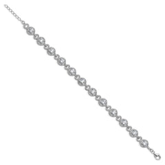 Cheryl M Sterling Silver Rhodium-plated Polished Fancy CZ with 1 Inch Extension Bracelet QCM1831-7.5