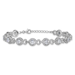 Cheryl M Sterling Silver Rhodium-plated Polished Fancy CZ with 1 Inch Extension Bracelet QCM1831-7.5