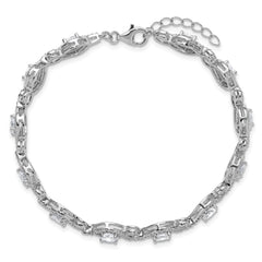 Cheryl M Sterling Silver Rhodium-plated Polished Fancy CZ with 1 Inch Extension Bracelet QCM1831-7.5