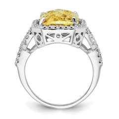 Cheryl M Sterling Silver Rhodium-plated Polished Fancy Yellow and White CZ Ring
