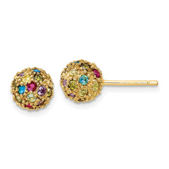 QCM1854Y Cheryl M Sterling Silver Gold-plated Polished Multicolor CZ Ball Post Earrings