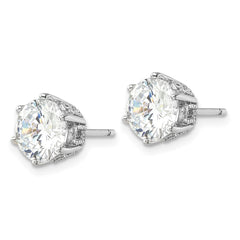 QCM1856 Cheryl M Sterling Silver Rhodium-plated Polished and Textured CZ Stud Earrings