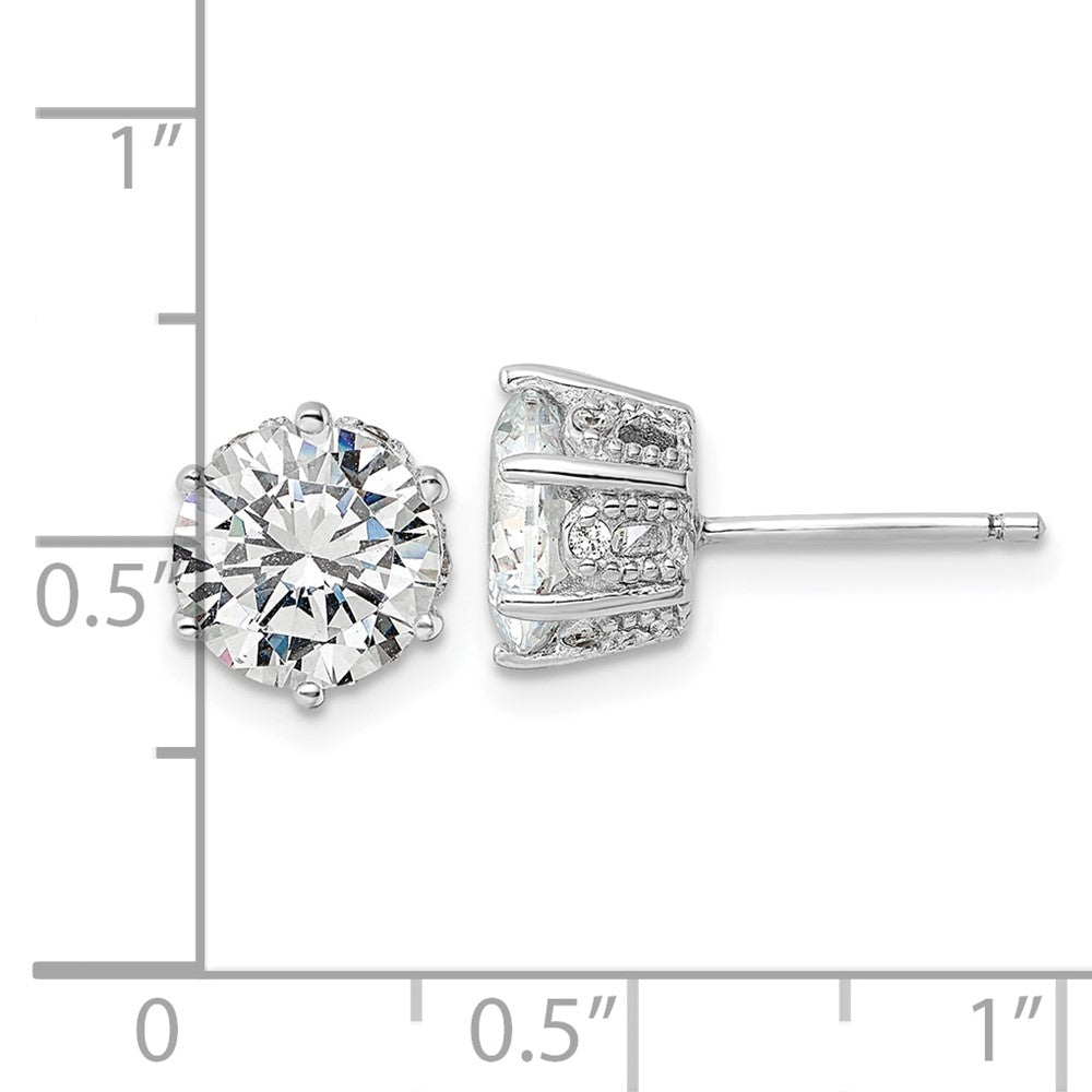 QCM1856 Cheryl M Sterling Silver Rhodium-plated Polished and Textured CZ Stud Earrings