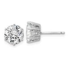 QCM1856 Cheryl M Sterling Silver Rhodium-plated Polished and Textured CZ Stud Earrings
