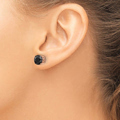 QCM1857P Cheryl M Sterling Silver Rose Gold-plated Polished Black CZ Stud Earrings