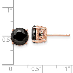 QCM1857P Cheryl M Sterling Silver Rose Gold-plated Polished Black CZ Stud Earrings