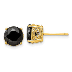 QCM1857Y Cheryl M Sterling Silver Gold-plated Polished Black CZ Stud Earrings