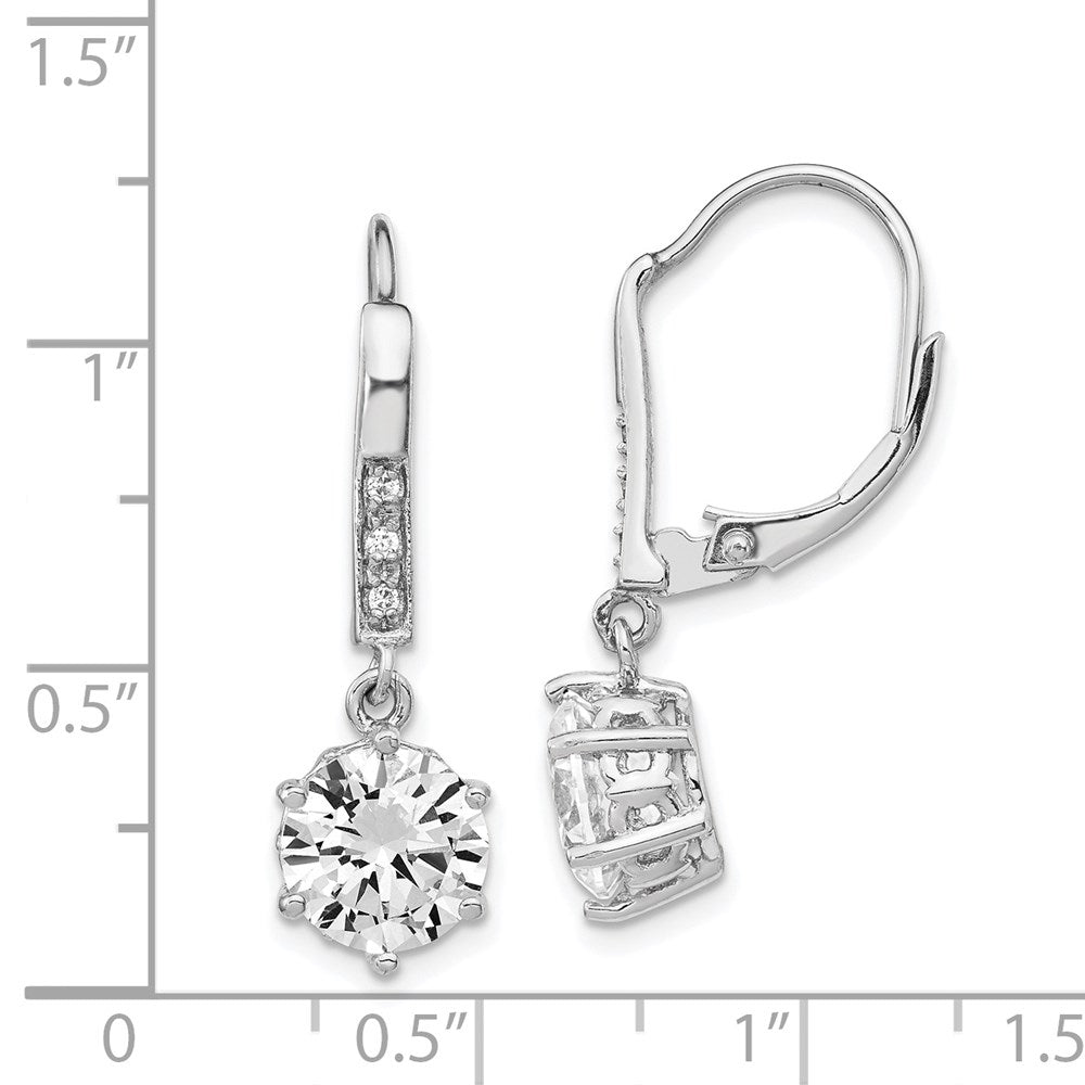 QCM186 Cheryl M Sterling Silver Rhodium-plated Brilliant-cut CZ Dangle Leverback Earrings