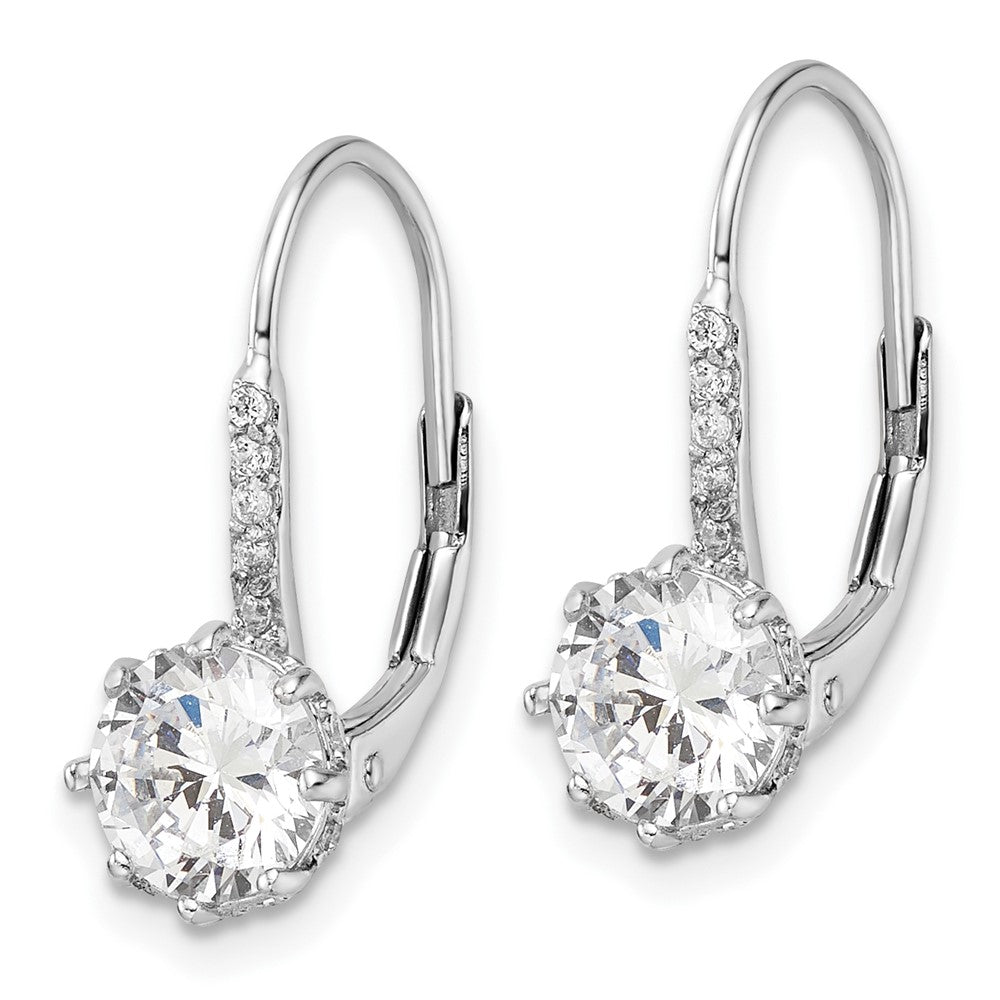 QCM1860 Cheryl M Sterling Silver Rhodium-plated Polished CZ Leverback Earrings