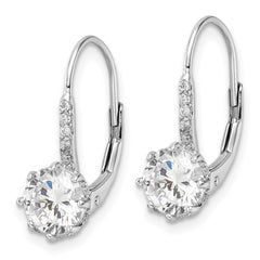 QCM1860 Cheryl M Sterling Silver Rhodium-plated Polished CZ Leverback Earrings