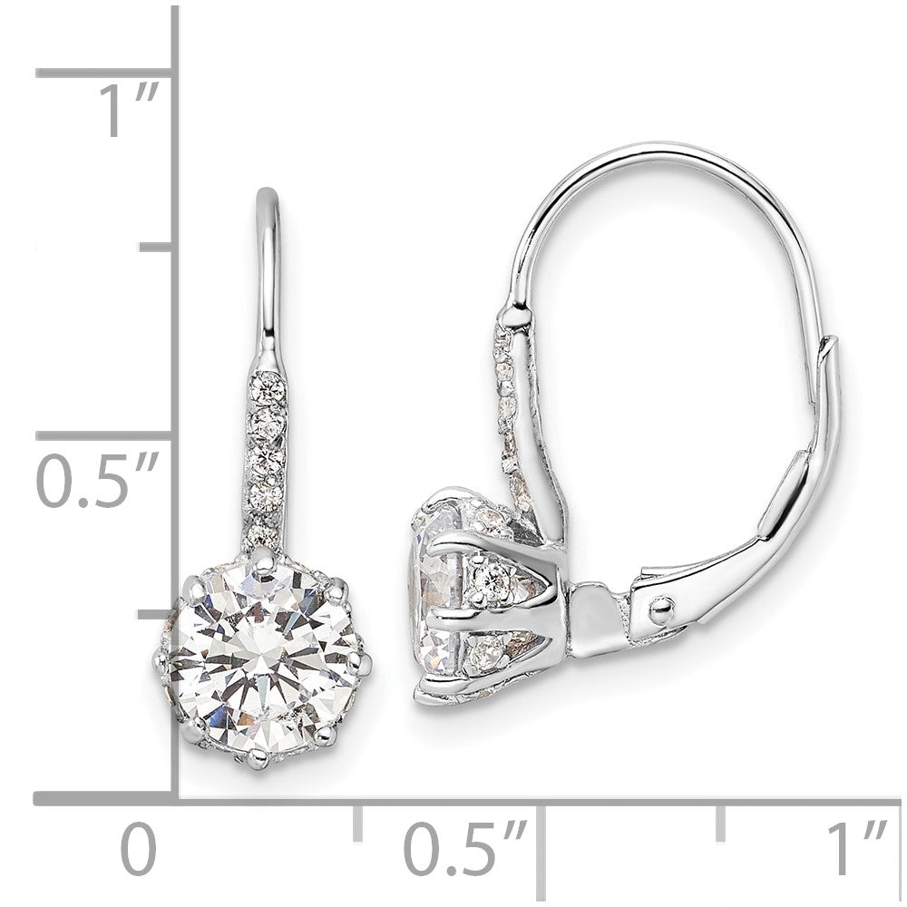 QCM1860 Cheryl M Sterling Silver Rhodium-plated Polished CZ Leverback Earrings