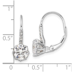 QCM1860 Cheryl M Sterling Silver Rhodium-plated Polished CZ Leverback Earrings