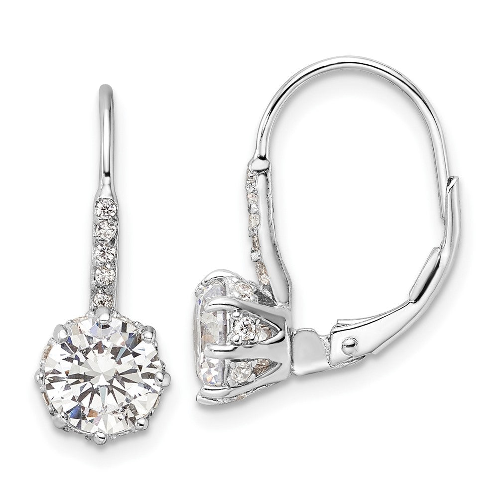 QCM1860 Cheryl M Sterling Silver Rhodium-plated Polished CZ Leverback Earrings