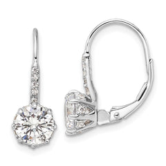 QCM1860 Cheryl M Sterling Silver Rhodium-plated Polished CZ Leverback Earrings