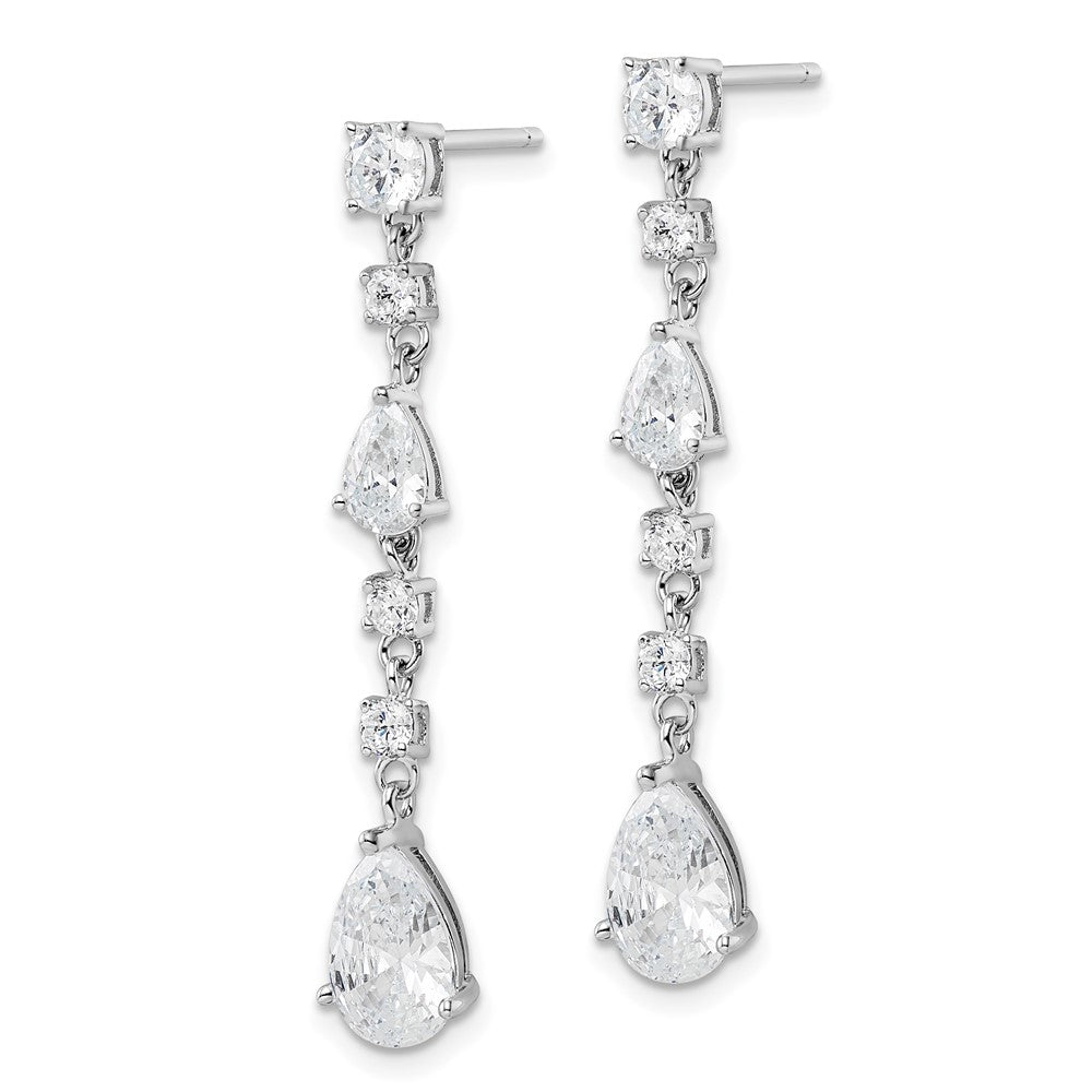 QCM1862 Cheryl M Sterling Silver Rhodium-plated Polished Fancy CZ Teardrop Post Dangle Earrings