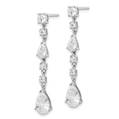 QCM1862 Cheryl M Sterling Silver Rhodium-plated Polished Fancy CZ Teardrop Post Dangle Earrings