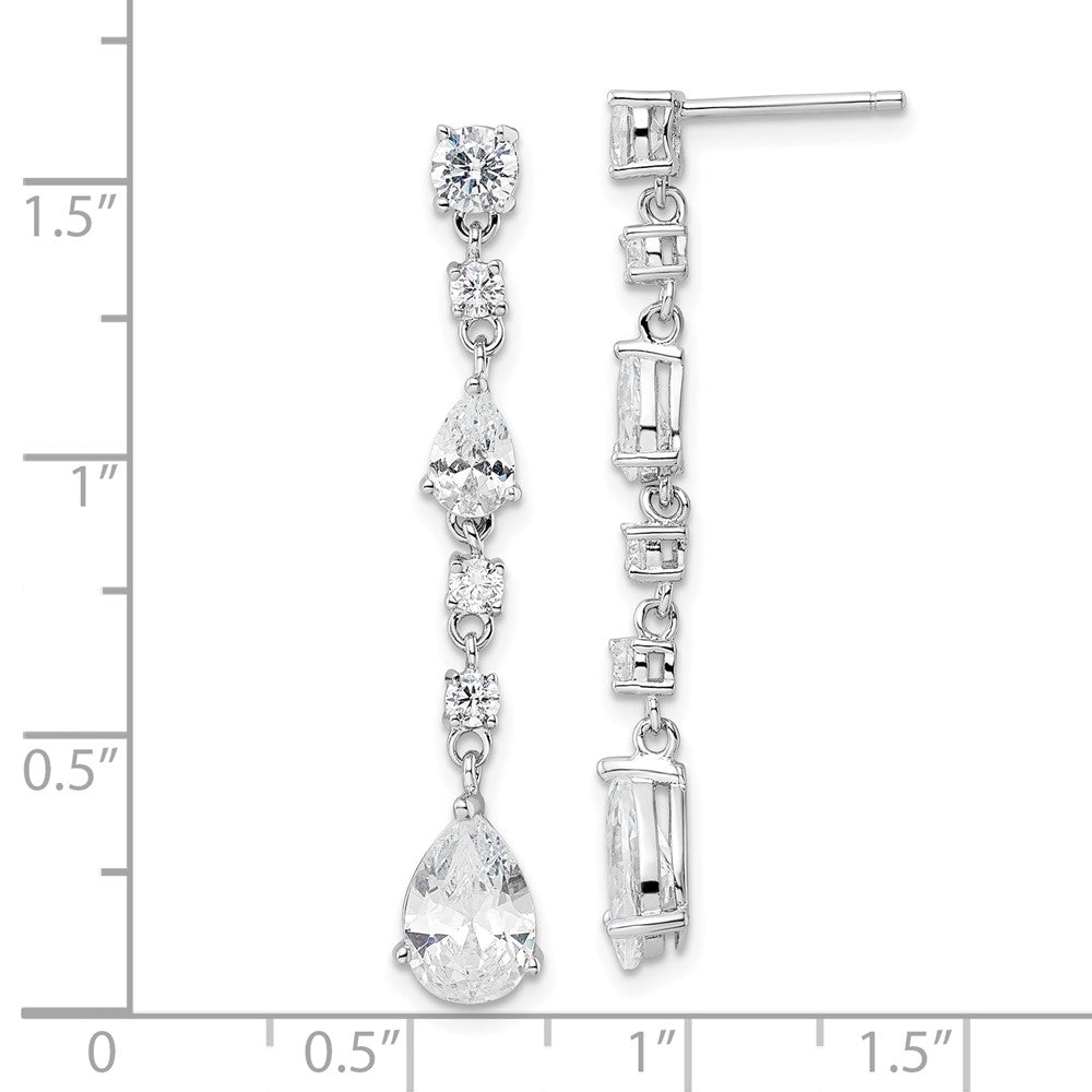 QCM1862 Cheryl M Sterling Silver Rhodium-plated Polished Fancy CZ Teardrop Post Dangle Earrings