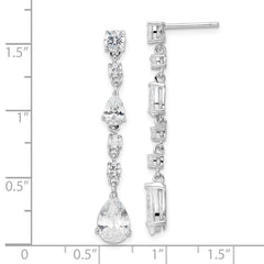 QCM1862 Cheryl M Sterling Silver Rhodium-plated Polished Fancy CZ Teardrop Post Dangle Earrings