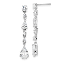 QCM1862 Cheryl M Sterling Silver Rhodium-plated Polished Fancy CZ Teardrop Post Dangle Earrings