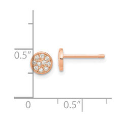 QCM1864P Cheryl M Sterling Silver Rose Gold-plated Polished Pave CZ Circle Post Earrings