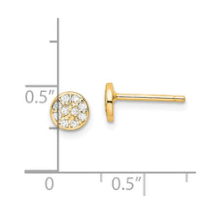 QCM1864Y Cheryl M Sterling Silver Gold-plated Polished Pave CZ Circle Post Earrings