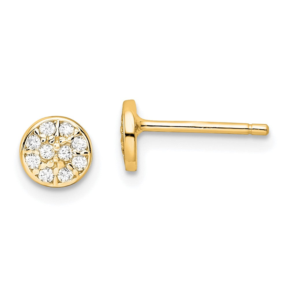 QCM1864Y Cheryl M Sterling Silver Gold-plated Polished Pave CZ Circle Post Earrings