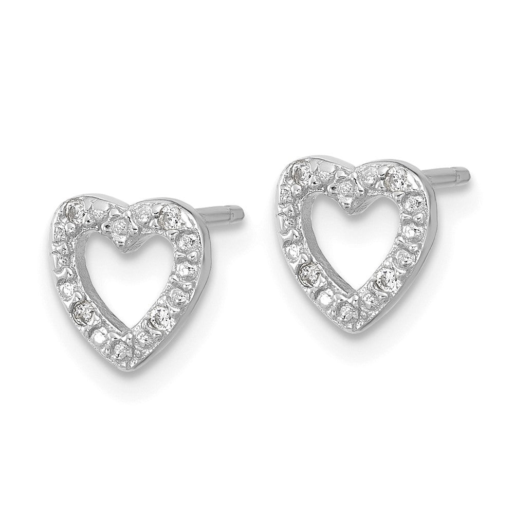 QCM1866 Cheryl M Sterling Silver Rhodium-plated Polished CZ Heart Post Earrings
