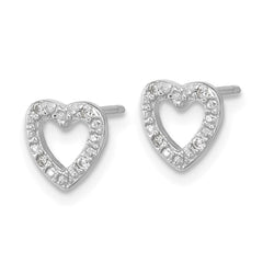 QCM1866 Cheryl M Sterling Silver Rhodium-plated Polished CZ Heart Post Earrings