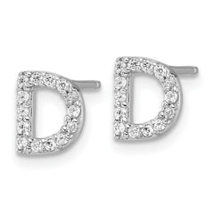 QCM1867D Cheryl M Sterling Silver Rhodium-plated Polished Letter D CZ Initial Post Earrings
