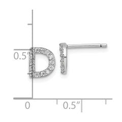 QCM1867D Cheryl M Sterling Silver Rhodium-plated Polished Letter D CZ Initial Post Earrings