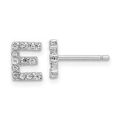 QCM1867E Cheryl M Sterling Silver Rhodium-plated Polished Letter E CZ Initial Post Earrings