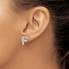 QCM1867F Cheryl M Sterling Silver Rhodium-plated Polished Letter F CZ Initial Post Earrings