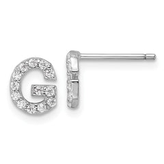 QCM1867G Cheryl M Sterling Silver Rhodium-plated Polished Letter G CZ Initial Post Earrings