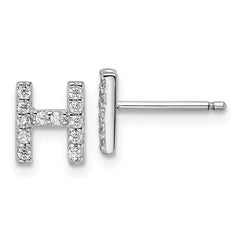 QCM1867H Cheryl M Sterling Silver Rhodium-plated Polished Letter H CZ Initial Post Earrings