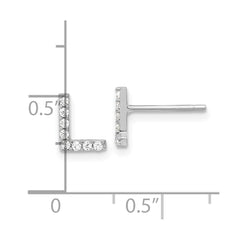 QCM1867L Cheryl M Sterling Silver Rhodium-plated Polished Letter L CZ Initial Post Earrings