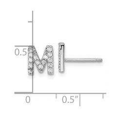 QCM1867M Cheryl M Sterling Silver Rhodium-plated Polished Letter M CZ Initial Post Earrings